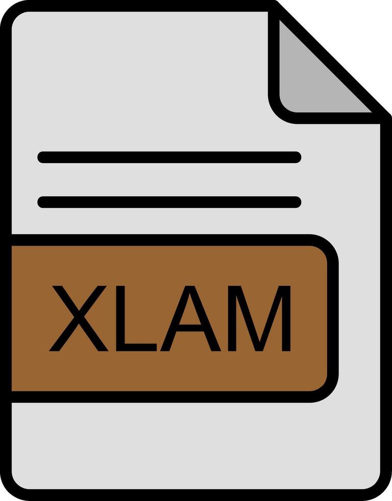 xlam file formato linea pieno icona vettore