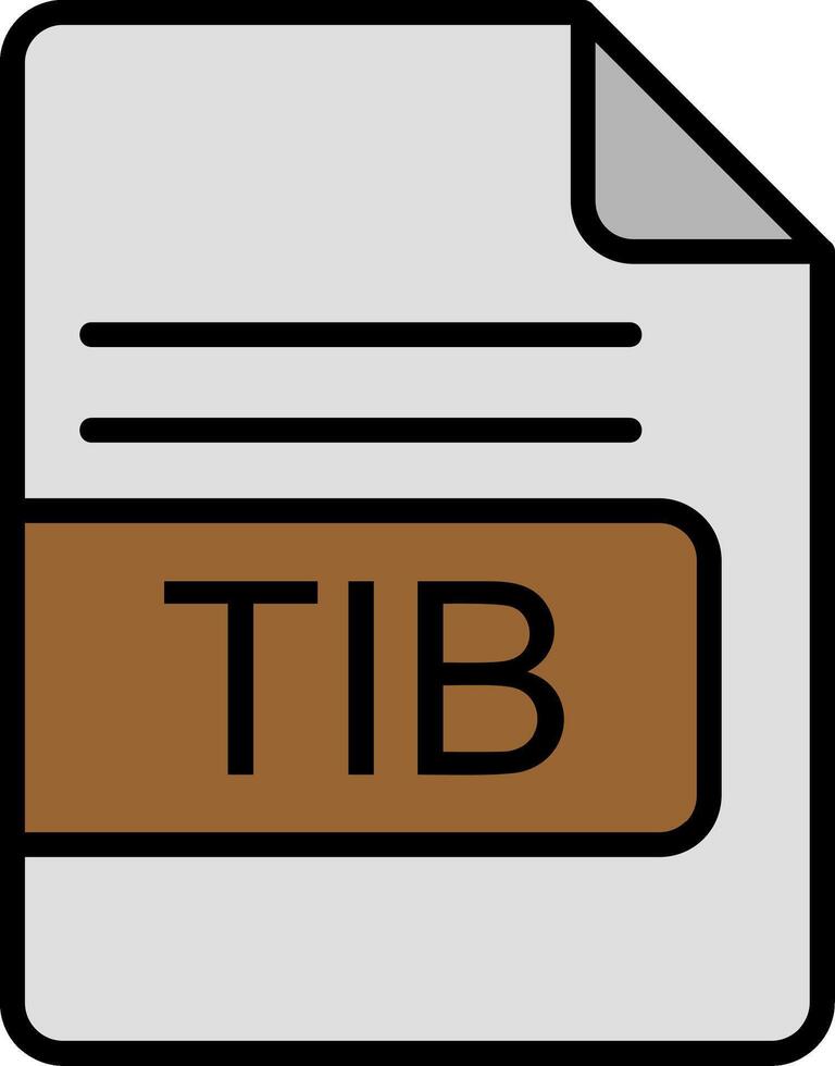 tib file formato linea pieno icona vettore