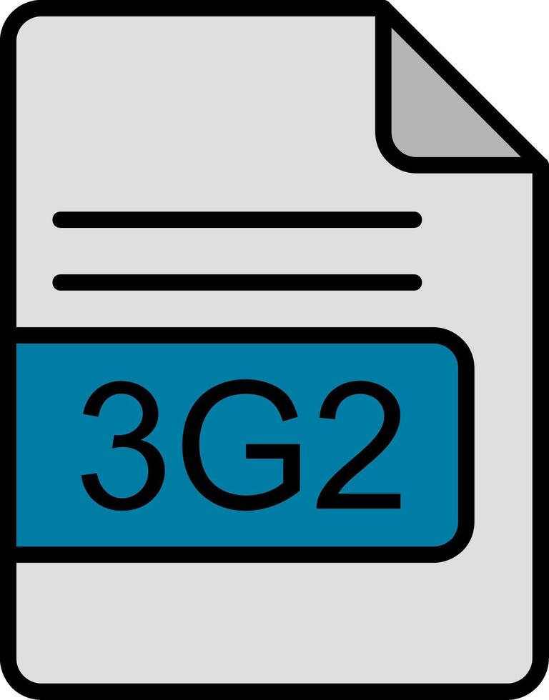 3g2 file formato linea pieno icona vettore