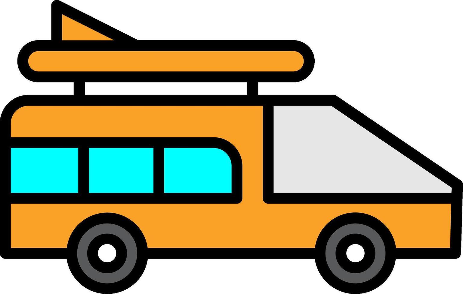 camper furgone linea pieno icona vettore