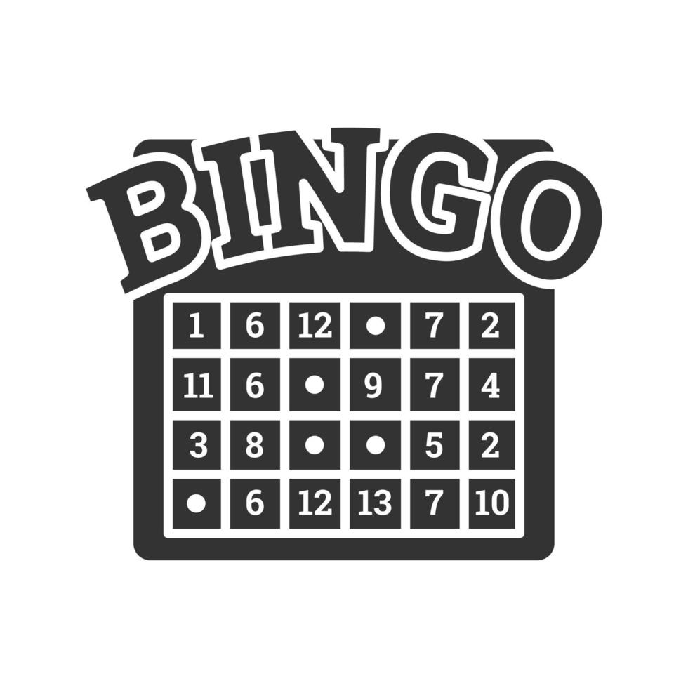 icona del glifo del gioco del bingo. lotteria. casinò. simbolo di sagoma. spazio negativo. illustrazione vettoriale isolato