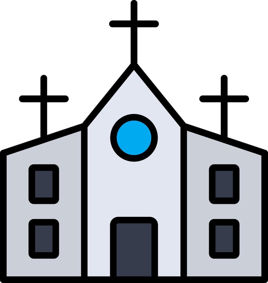 Chiesa linea pieno icona vettore