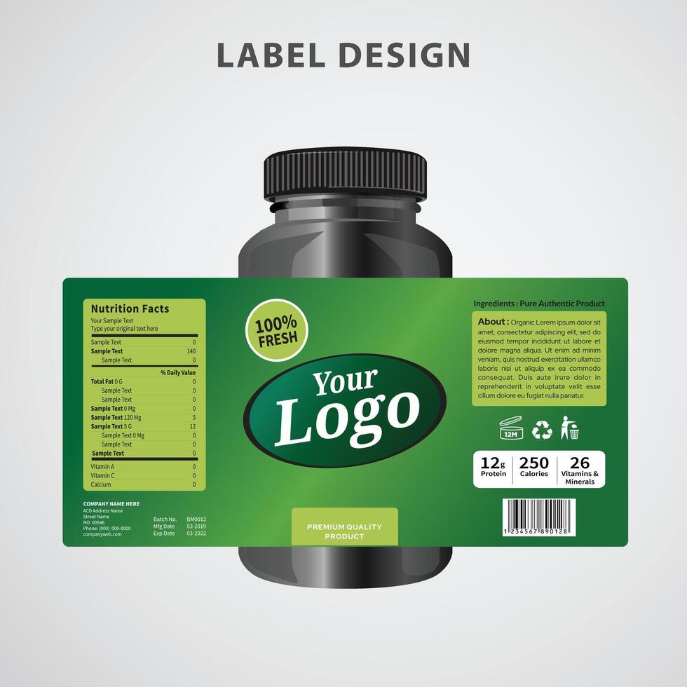 etichetta design bottiglia vaso cibo etichetta confezione Prodotto etichetta. vettore