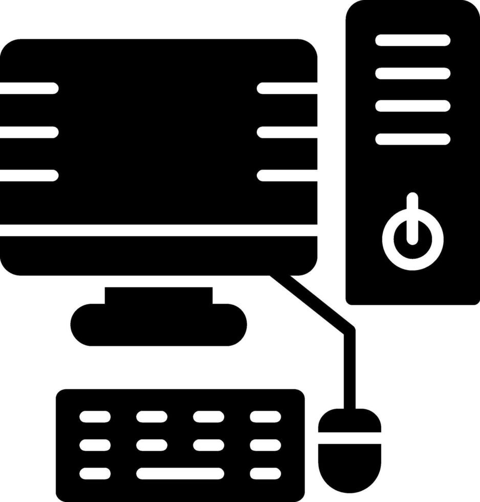icona del glifo del computer desktop vettore