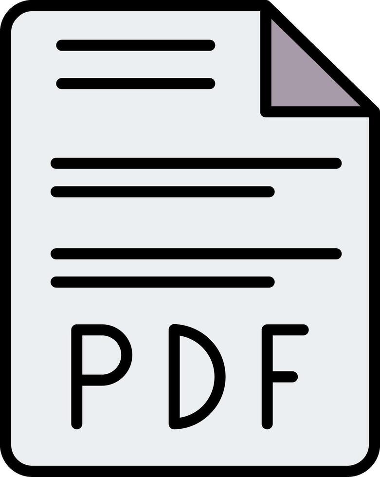 PDF linea pieno icona vettore