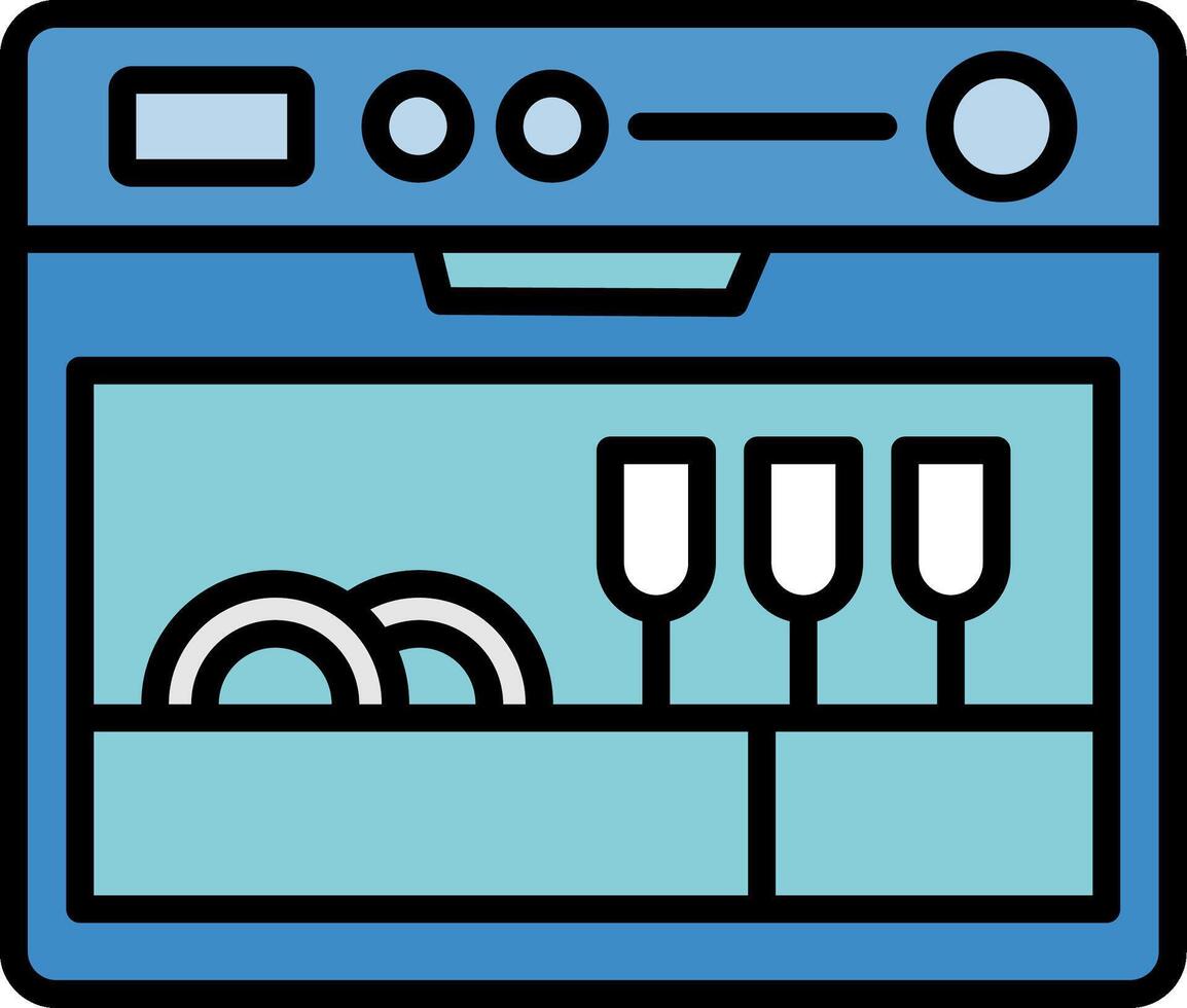 lavastoviglie linea pieno icona vettore