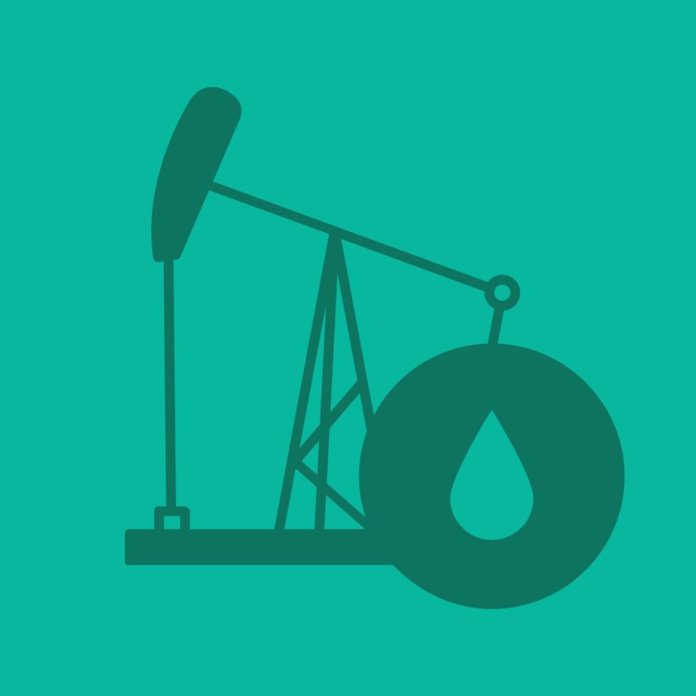 icona del colore del glifo della torre di petrolio. simbolo di sagoma. martinetto pompa con goccia olio. spazio negativo. illustrazione vettoriale isolato