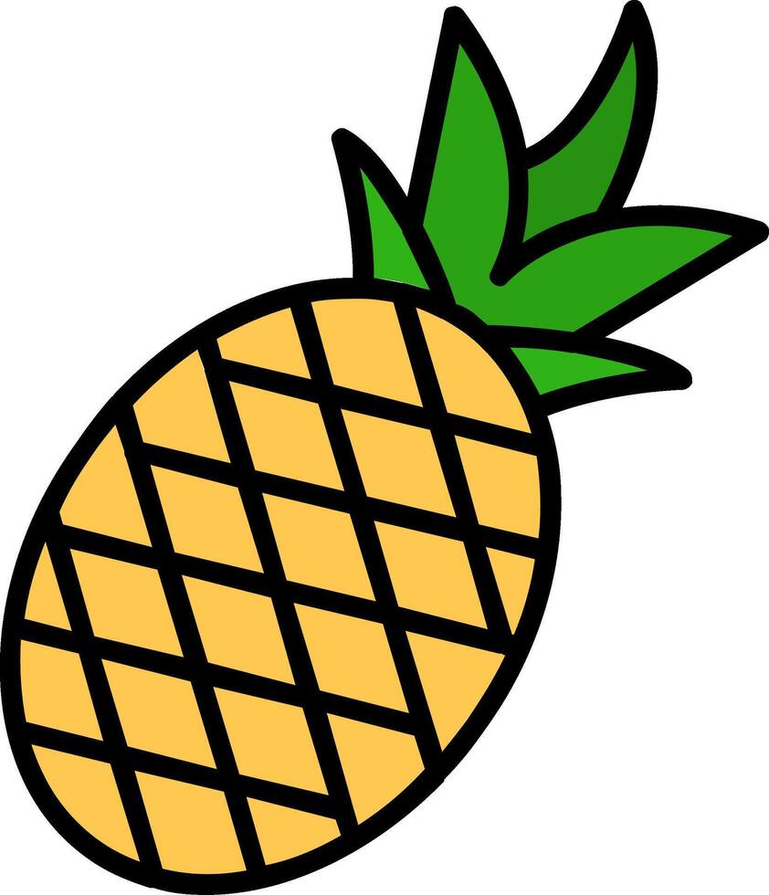 ananas linea pieno icona vettore