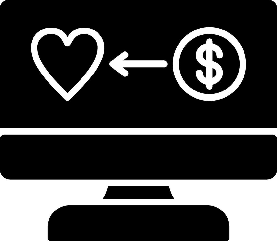 icona del glifo donazione online vettore