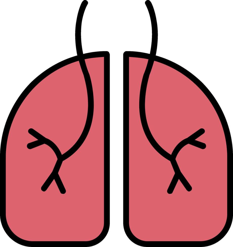 Pneumologia linea pieno icona vettore