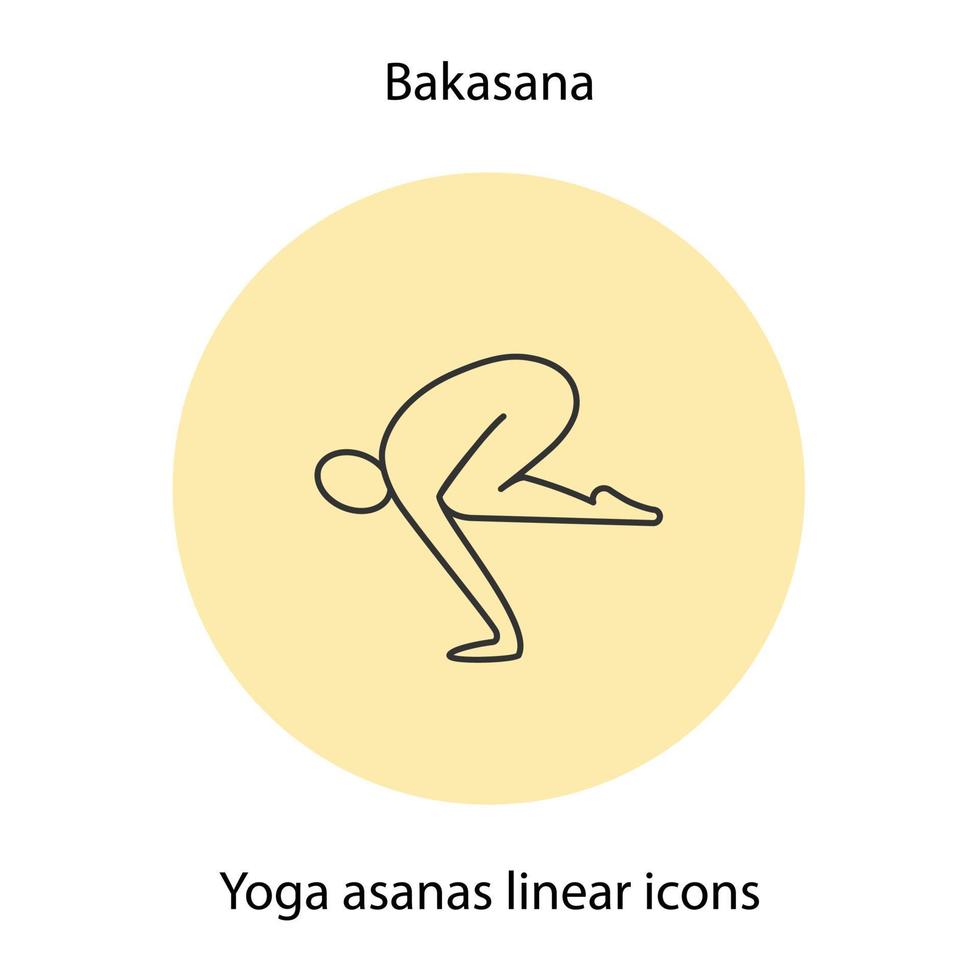 icona lineare di posizione yoga bakasana. illustrazione di linea sottile. simbolo di contorno yoga asana. disegno vettoriale isolato contorno