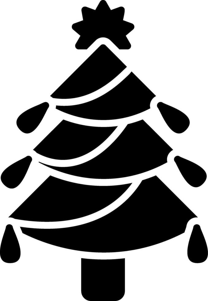 icona del glifo con albero di natale vettore