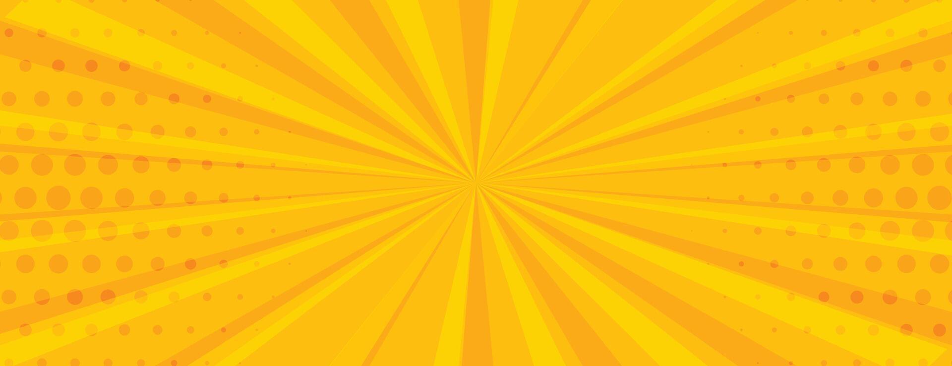 cartone animato stile raggio di sole esplosione giallo sfondo con mezzitoni effetto vettore
