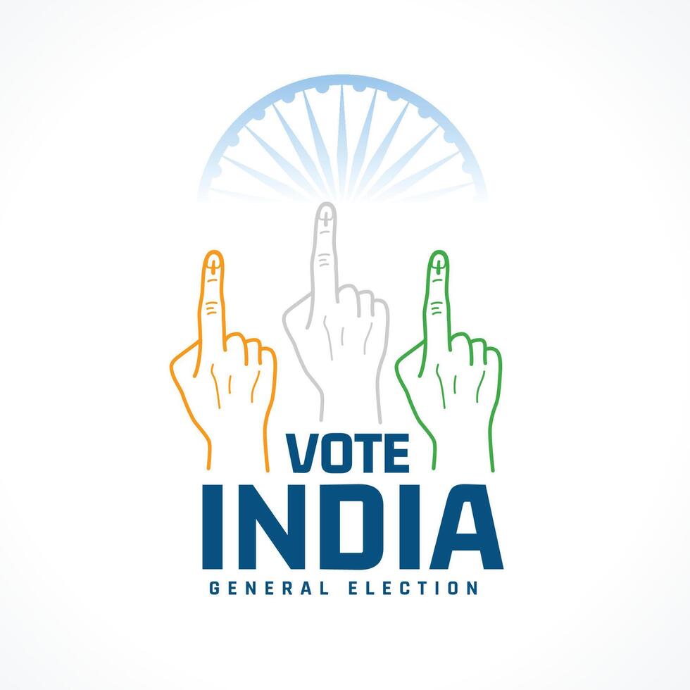 votazione per India generale elezione sfondo con colorato dito vettore