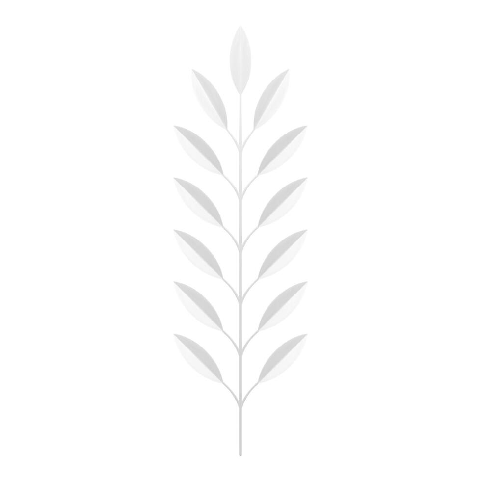 bianca albero ramo con stelo e le foglie tropicale pianta floristica composizione design 3d icona vettore