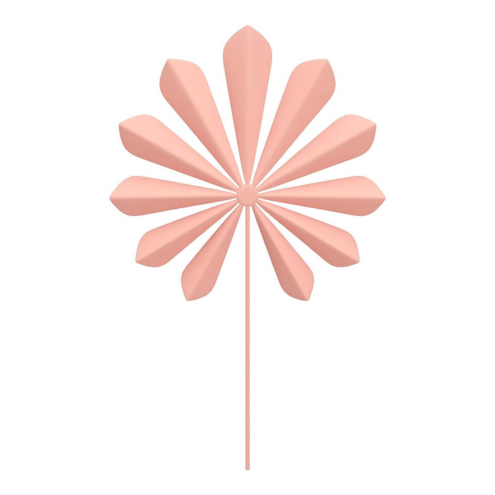 fiore rosa romantico floristica decorativo pianta con piegato petalo stelo 3d icona realistico vettore