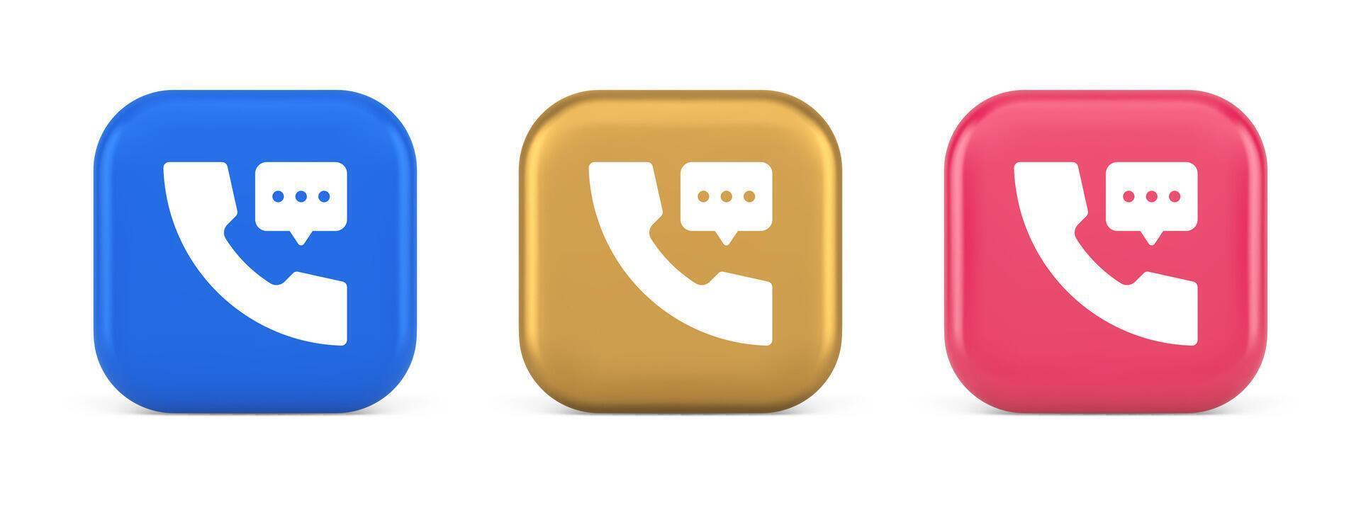 assistenza telefonica assistenza Chiacchierare consulenza telefono cliente supporto pulsante 3d realistico icona vettore