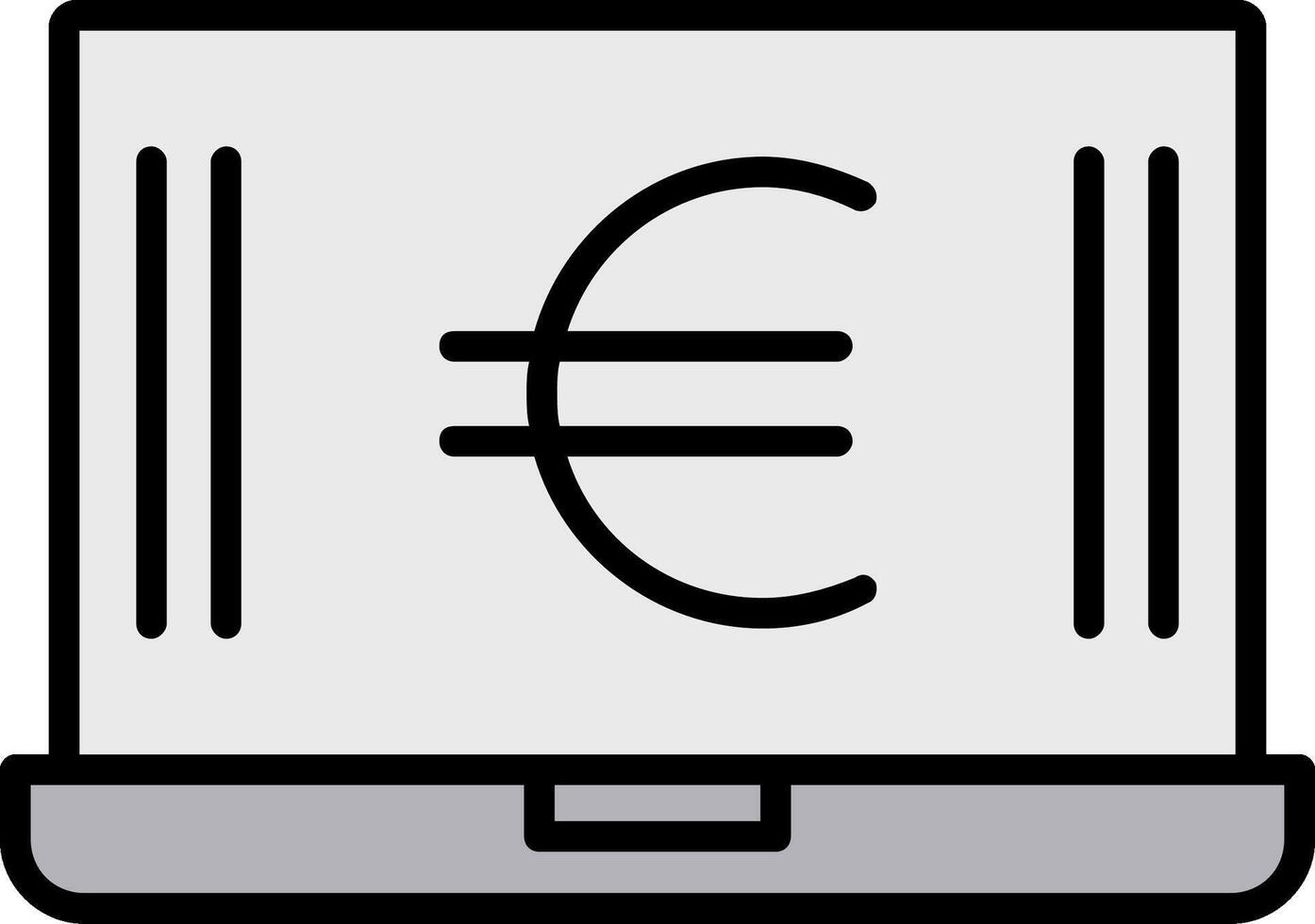Euro il computer portatile linea pieno icona vettore
