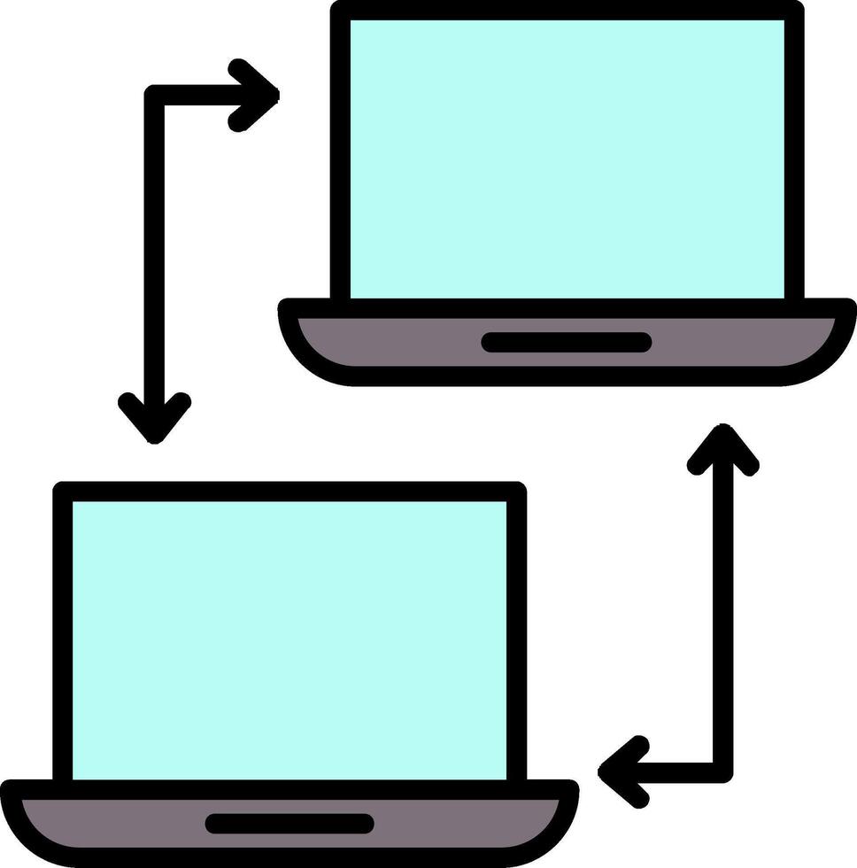 computer networking linea pieno icona vettore