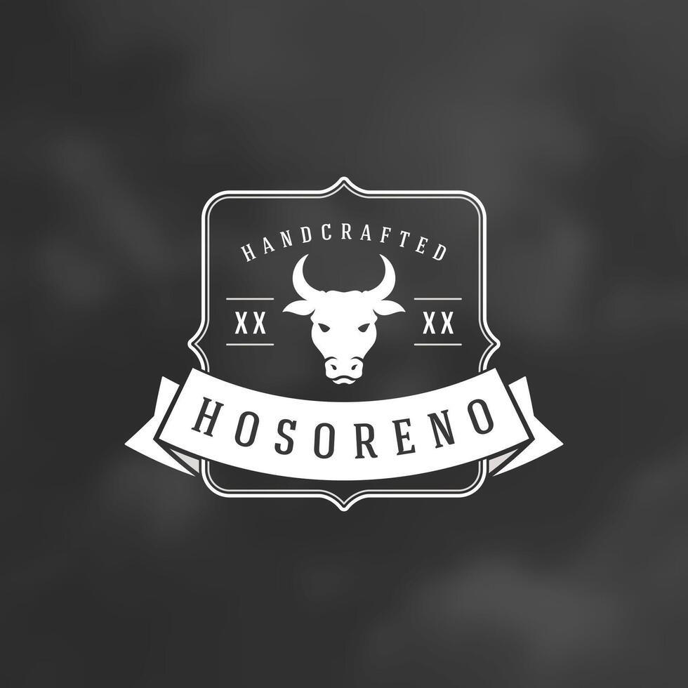 Toro o mucca testa design elemento nel Vintage ▾ stile per la macelleria negozio logotipo vettore