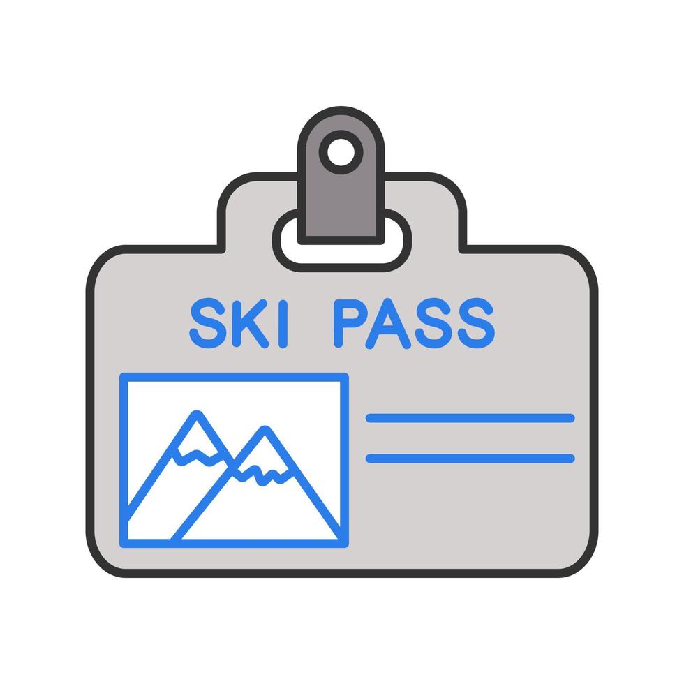 icona del colore del badge skipass. biglietto dell'ascensore. illustrazione vettoriale isolato