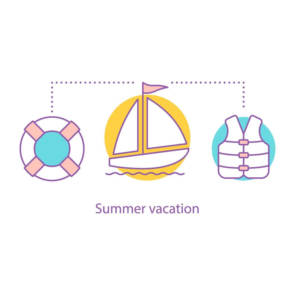 icona del concetto di trasporto dell'acqua. vacanze estive. vela idea illustrazione al tratto sottile. barca a vela. disegno vettoriale isolato contorno