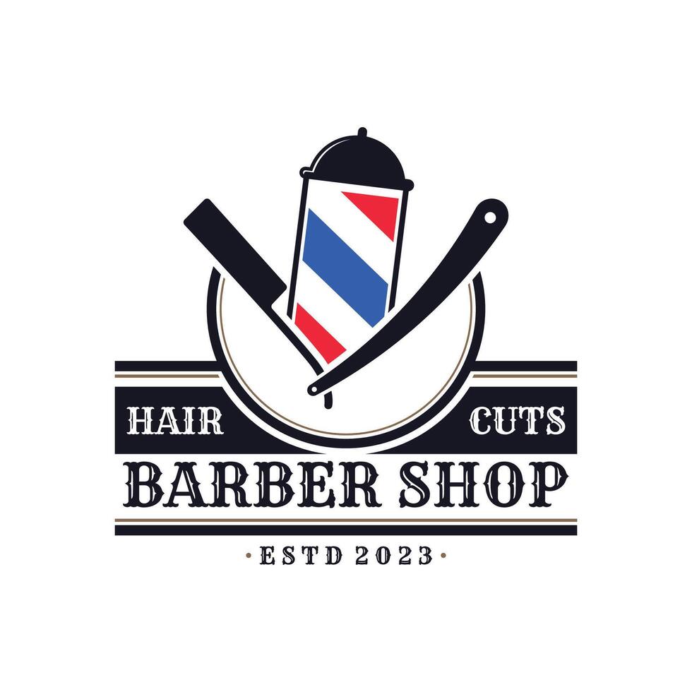 barbiere negozio logo modello. logo per barbiere negozio e Uomini salone. vettore