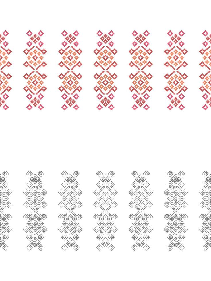 tradizionale etnico motivi ikat geometrico tessuto modello attraversare punto.ikat ricamo etnico colorazione dipingere pixel bianca sfondo. astratto, illustrazione. trama, decorazione, carta da parati. vettore