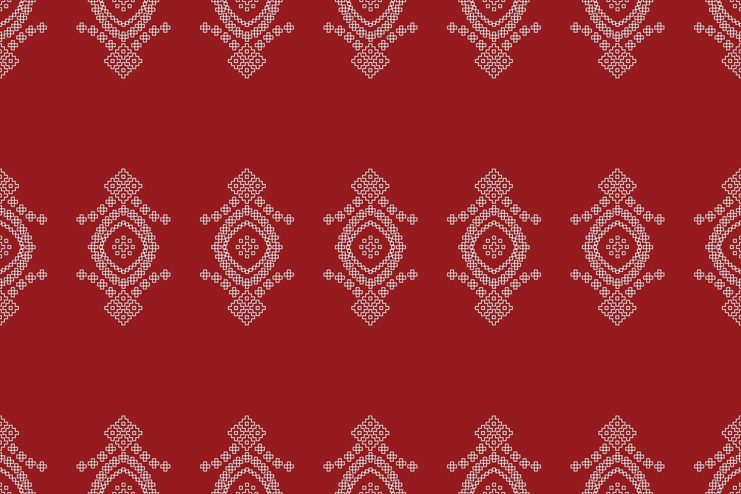 tradizionale etnico motivi ikat geometrico tessuto modello attraversare punto.ikat ricamo etnico orientale pixel rosso sfondo. astratto, illustrazione. trama, natale, decorazione, carta da parati. vettore