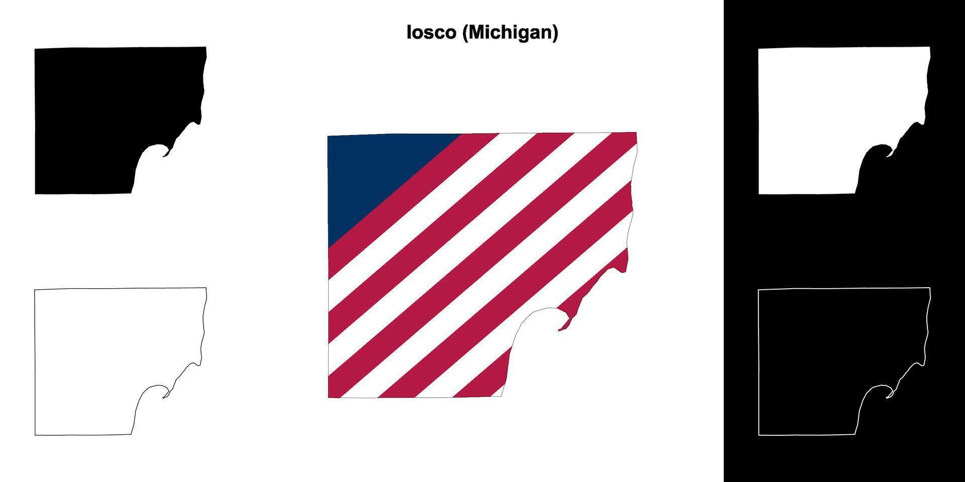 iosco contea, Michigan schema carta geografica impostato vettore