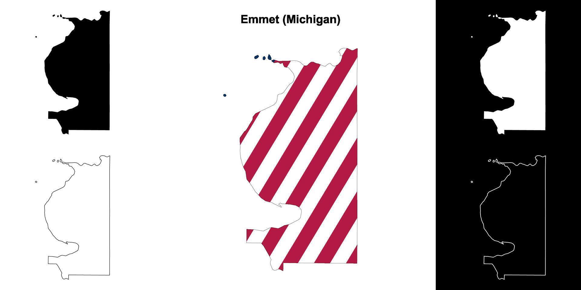 emmet contea, Michigan schema carta geografica impostato vettore