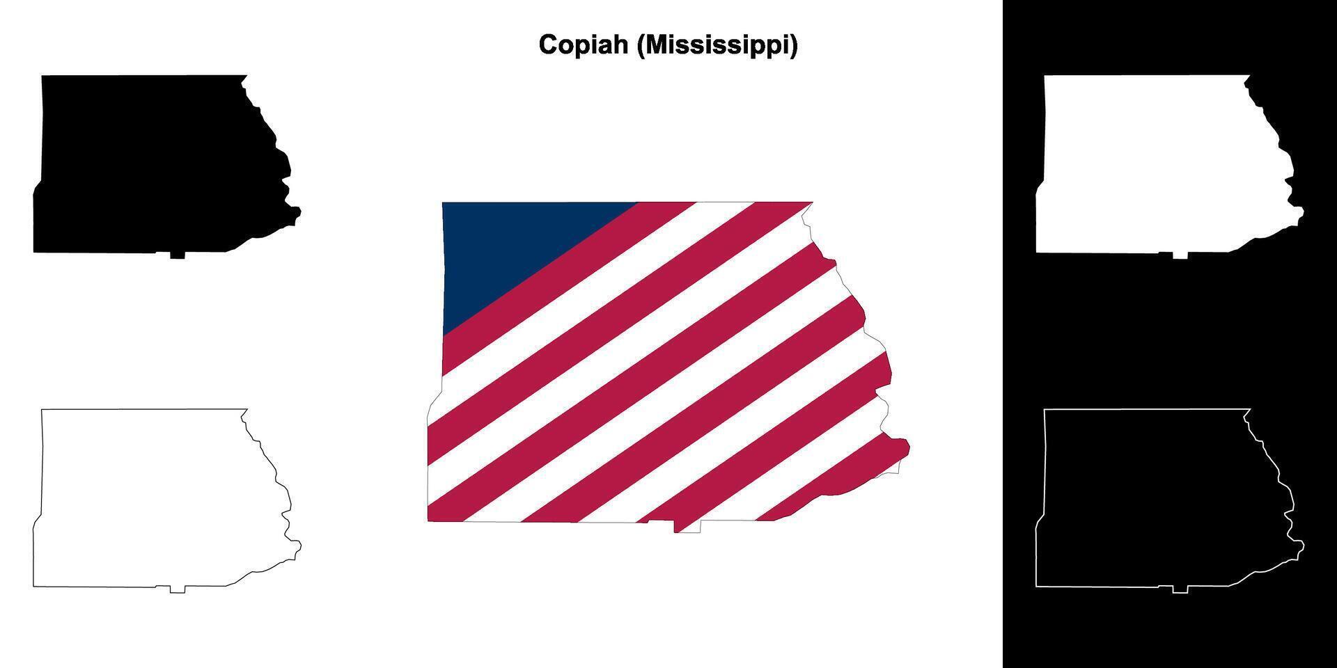 copiah contea, Mississippi schema carta geografica impostato vettore