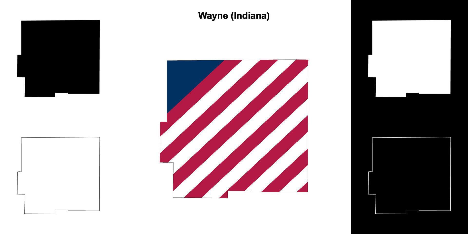 Wayne contea, Indiana schema carta geografica impostato vettore