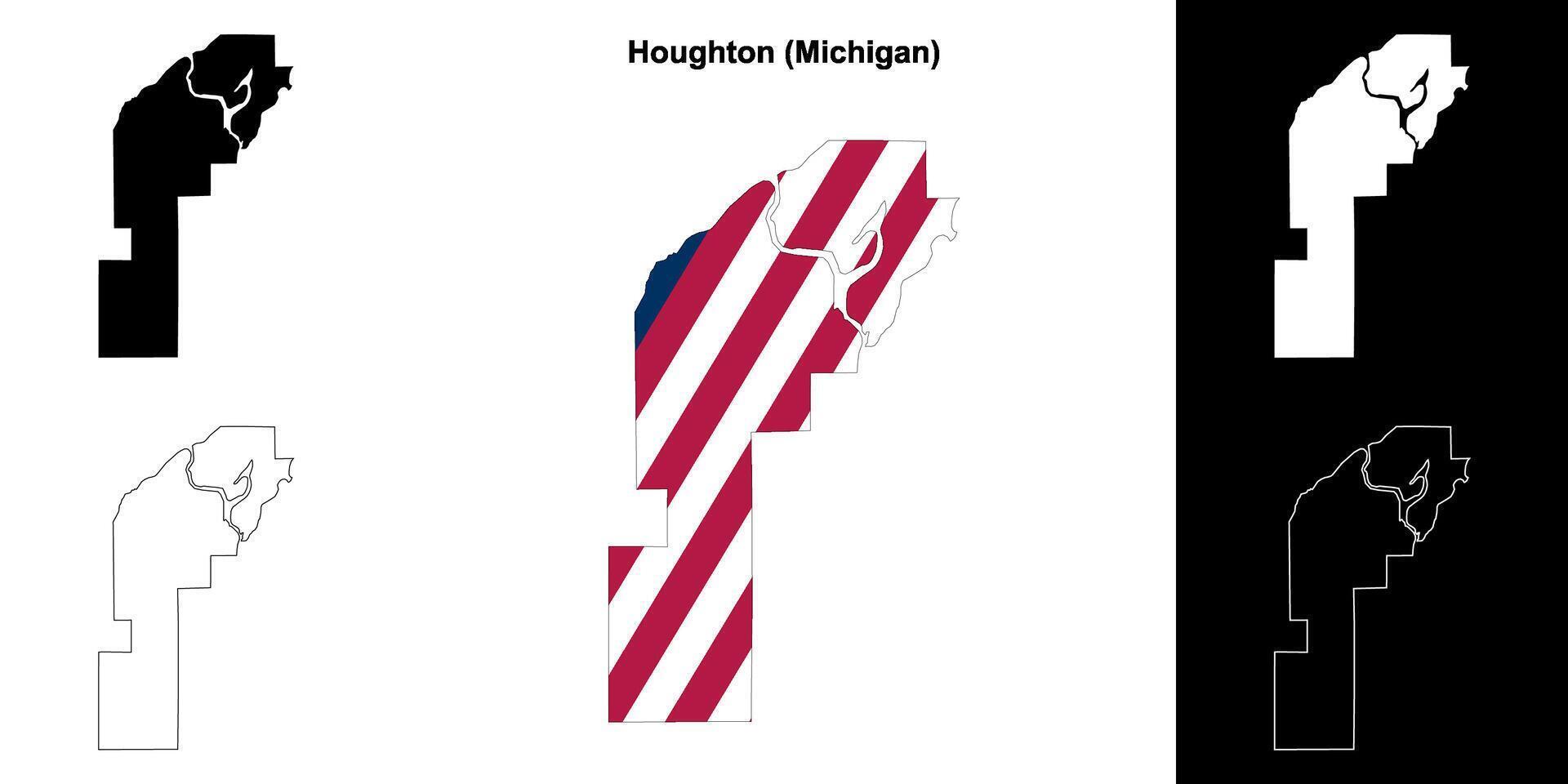 houghton contea, Michigan schema carta geografica impostato vettore