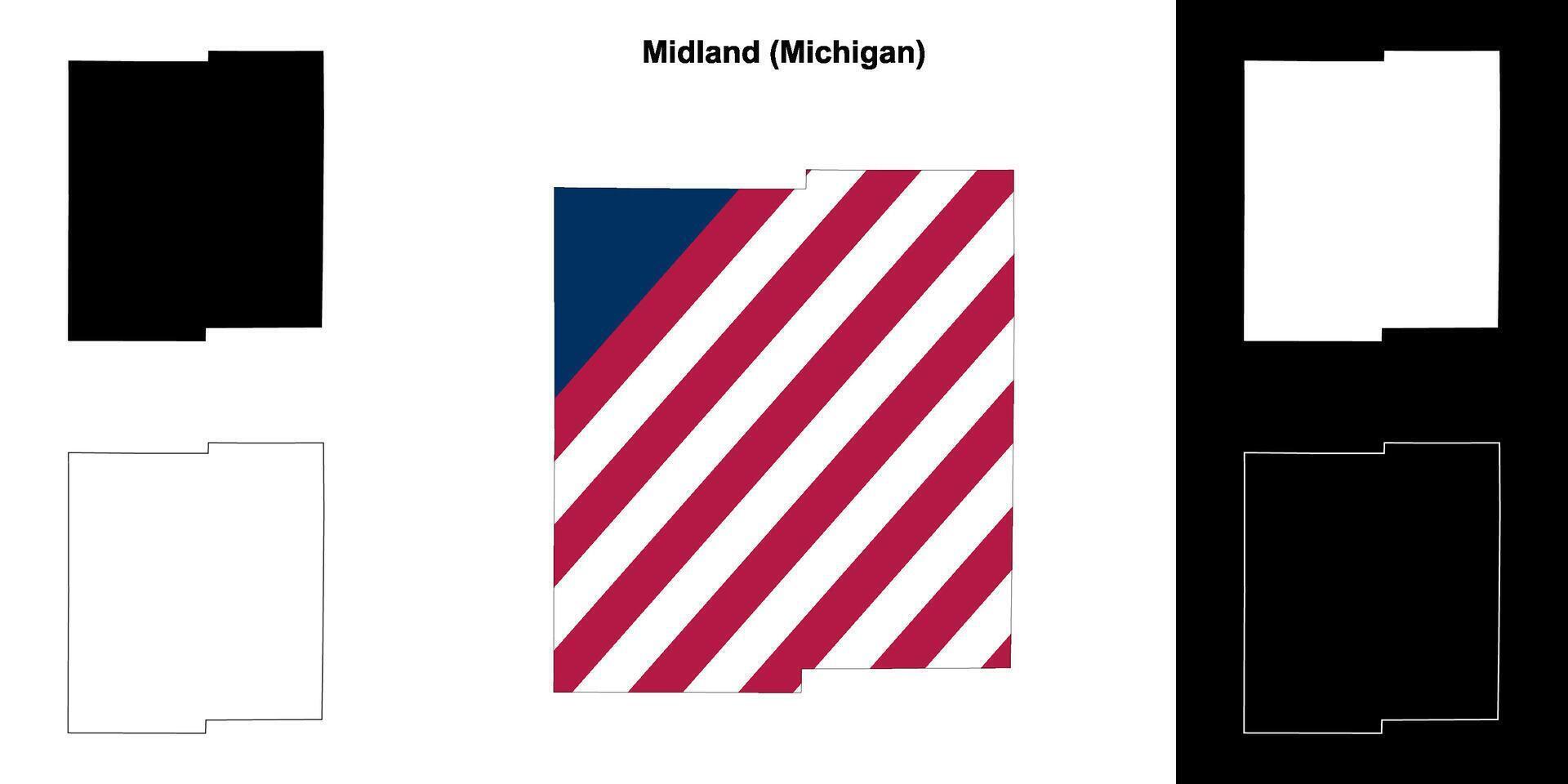 midland contea, Michigan schema carta geografica impostato vettore