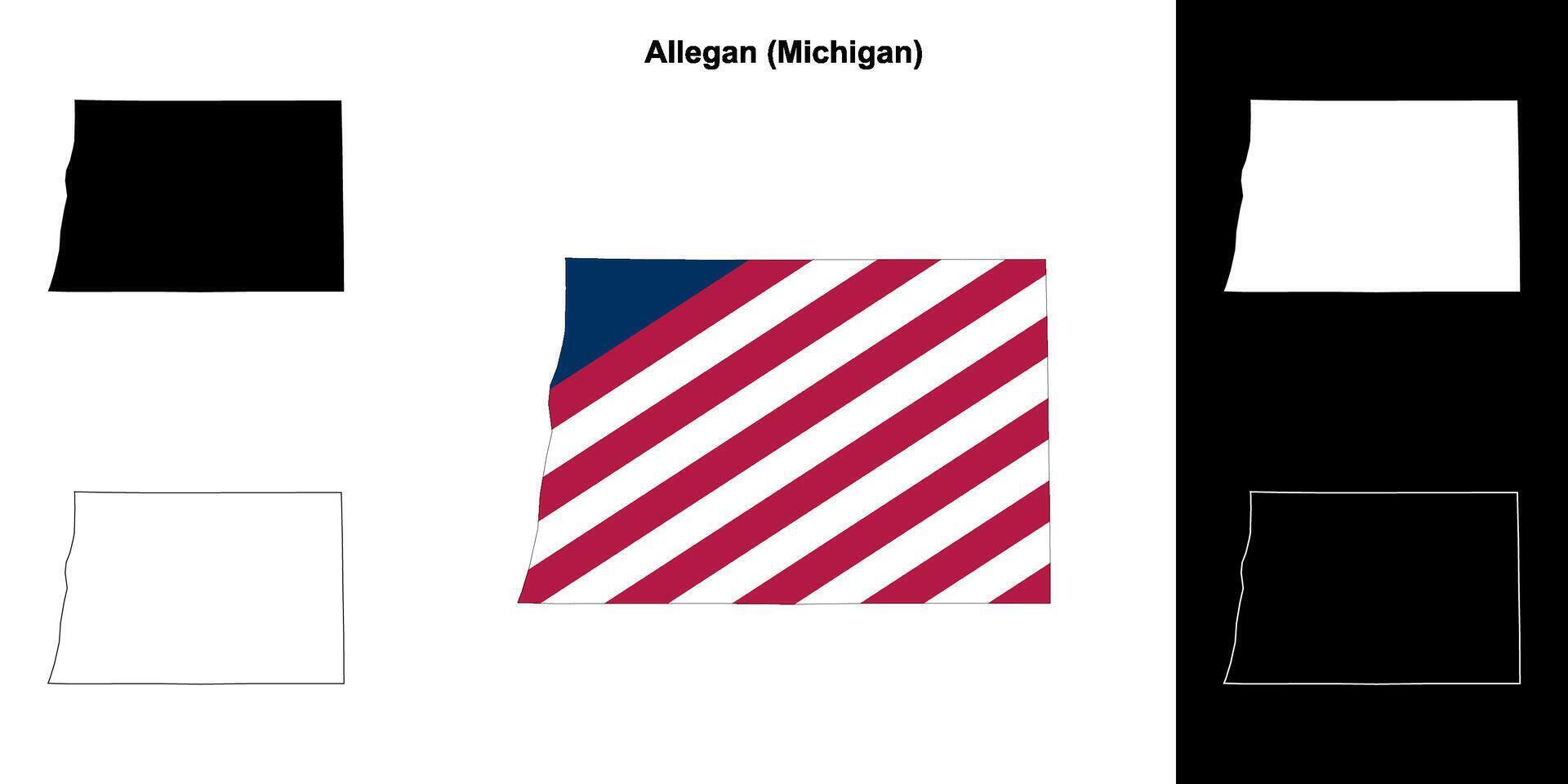 allegan contea, Michigan schema carta geografica impostato vettore