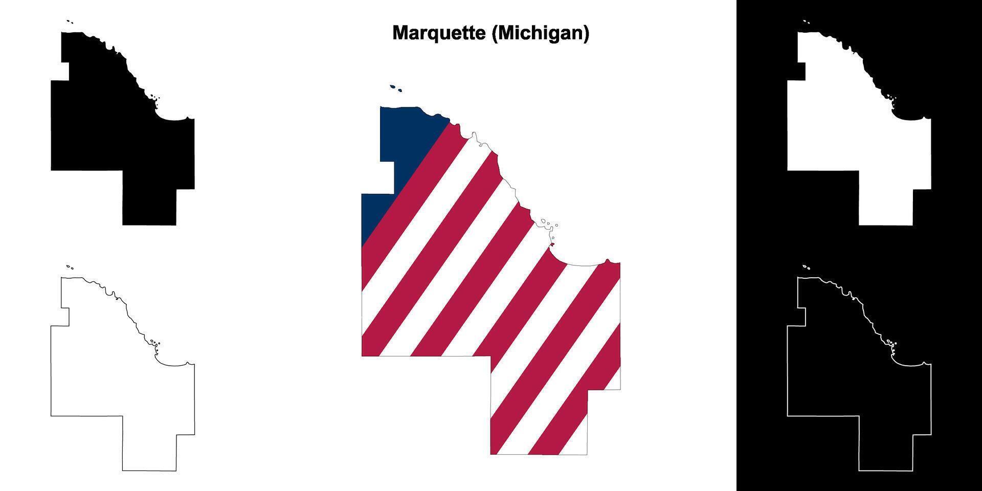 marquette contea, Michigan schema carta geografica impostato vettore