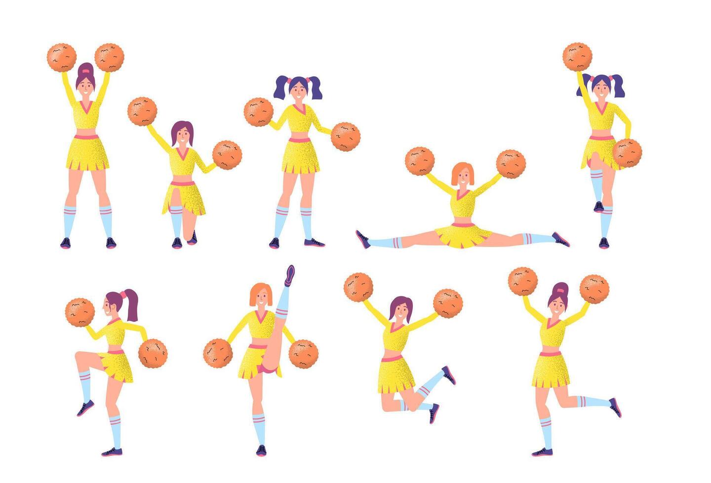 cartone animato colore personaggi ragazza cheerleader concetto vettore