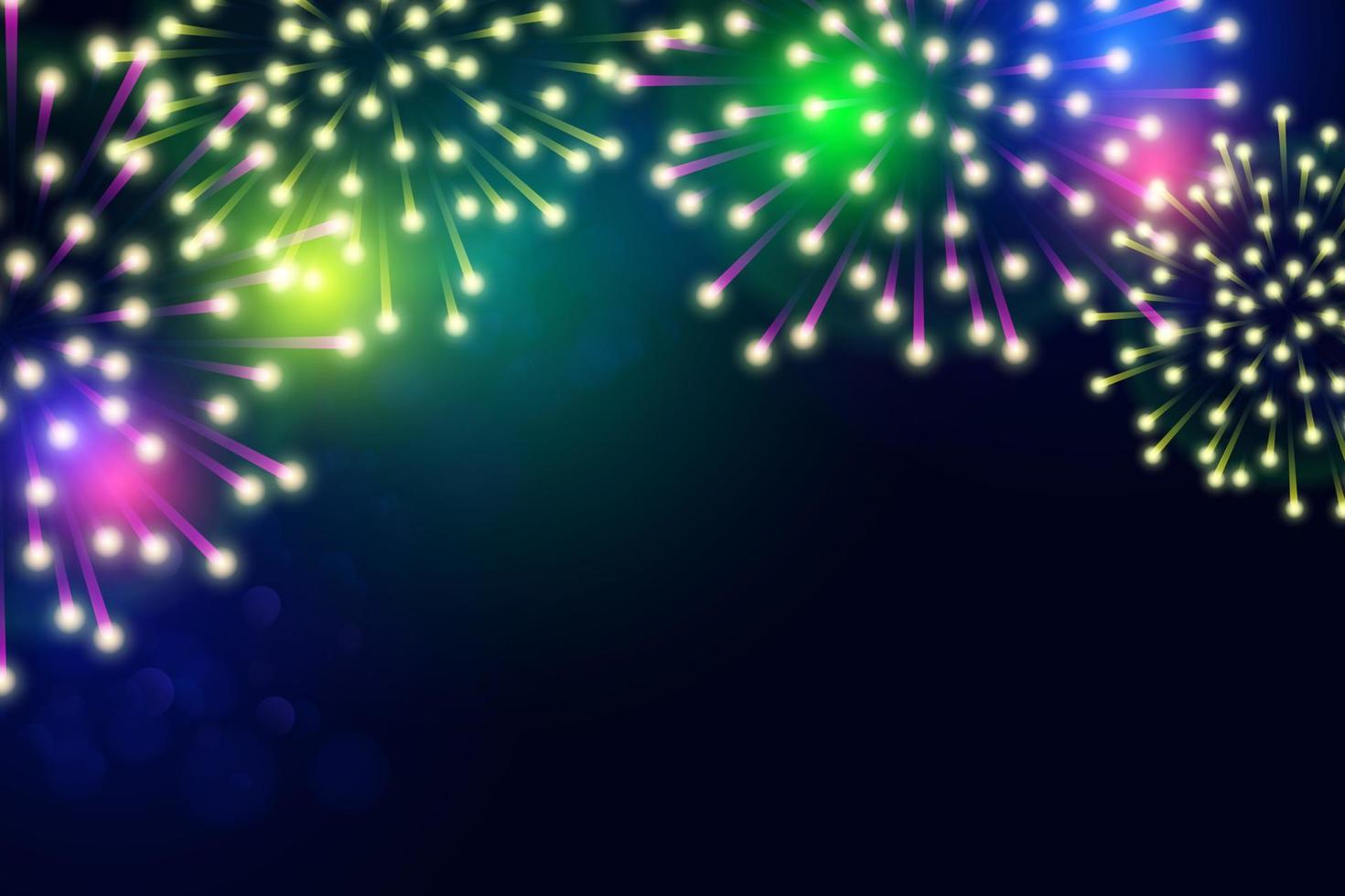 felice anno nuovo sfondo luminoso di fuochi d'artificio vettore