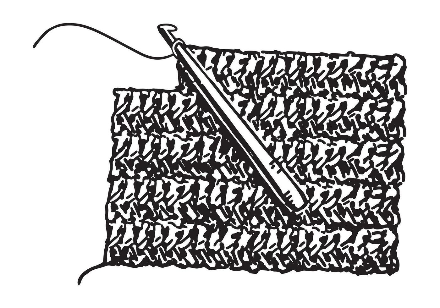 schizzo di uncinetto gancio e limite tela. passatempo, tempo libero attività scarabocchio. schema illustrazione nel retrò incisione stile. vettore