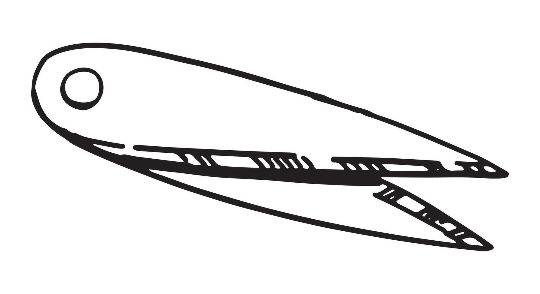 filo clipper schizzo. filo taglio forbici scarabocchio. attrezzo per cucito o ricamo. schema illustrazione. vettore