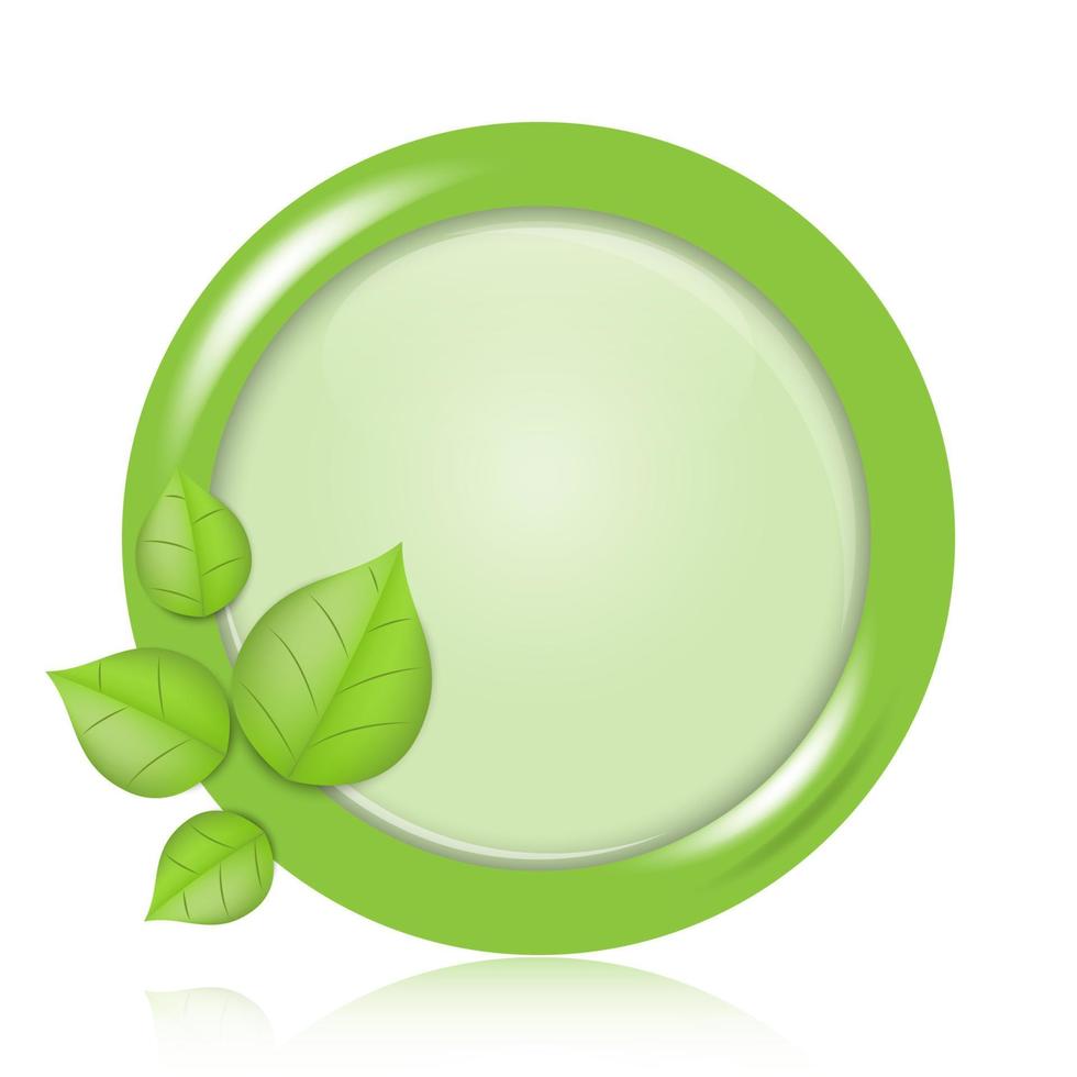 bordo rotondo con foglie verdi su sfondo bianco, illustrazione vettoriale