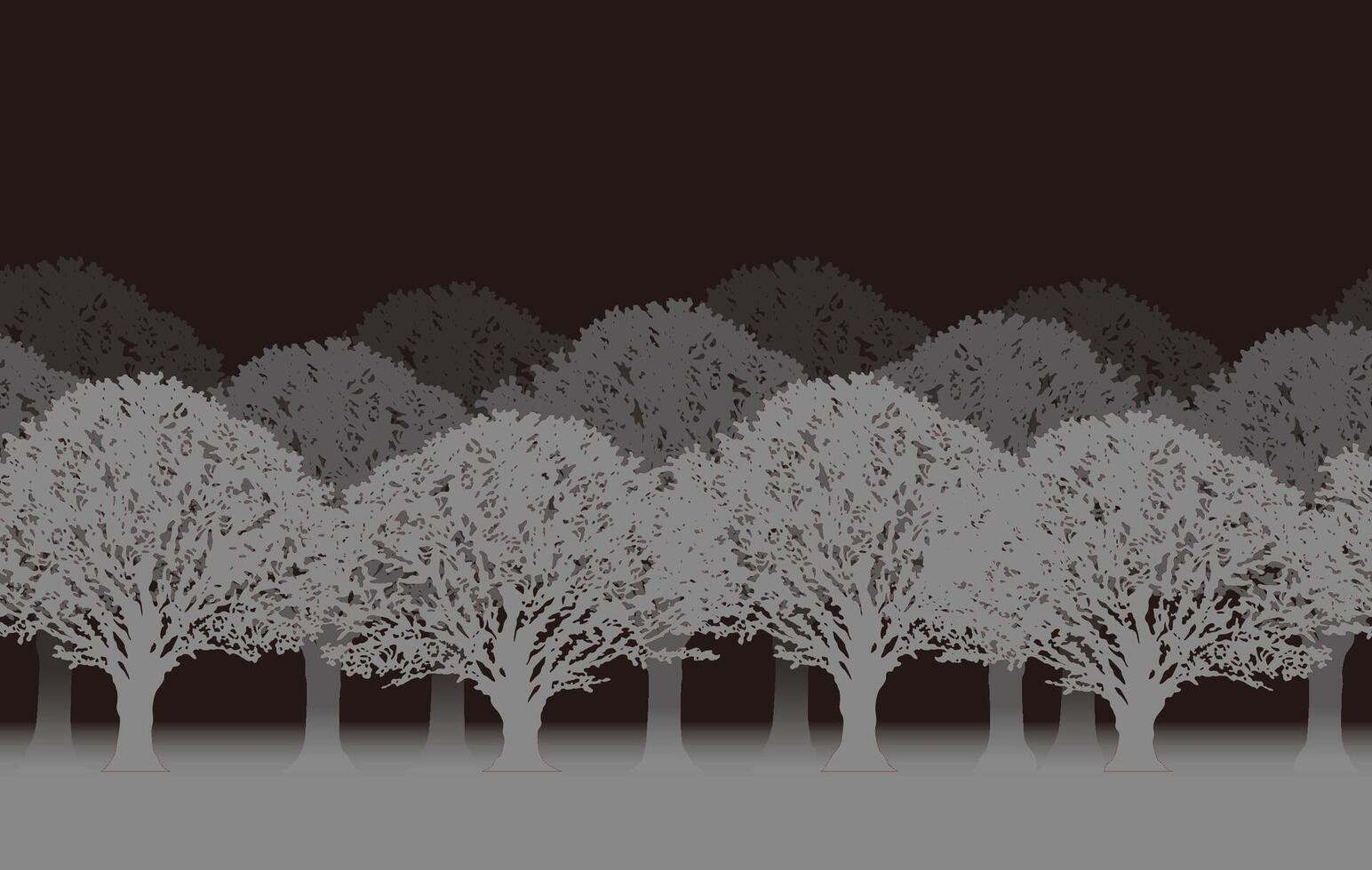 monocromatico senza soluzione di continuità foresta silhouette sfondo illustrazione con testo spazio. orizzontalmente ripetibile. vettore