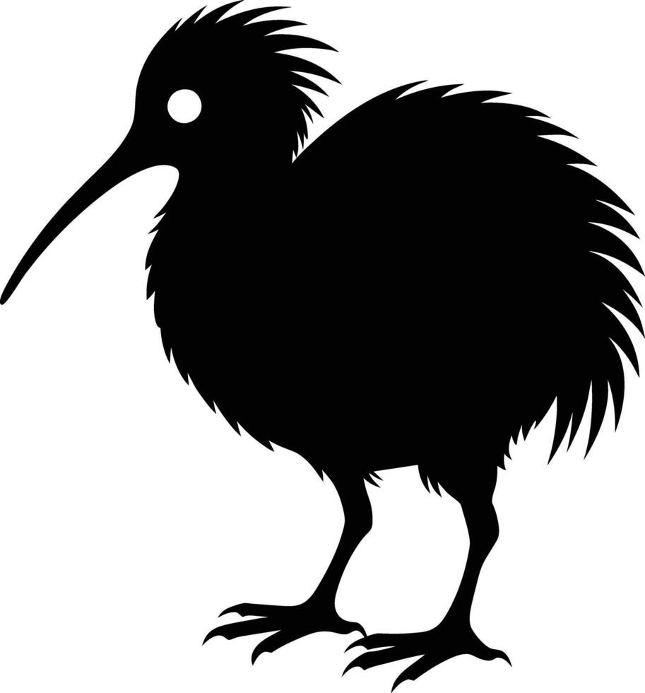 un' nero e bianca silhouette di un' Kiwi uccello vettore