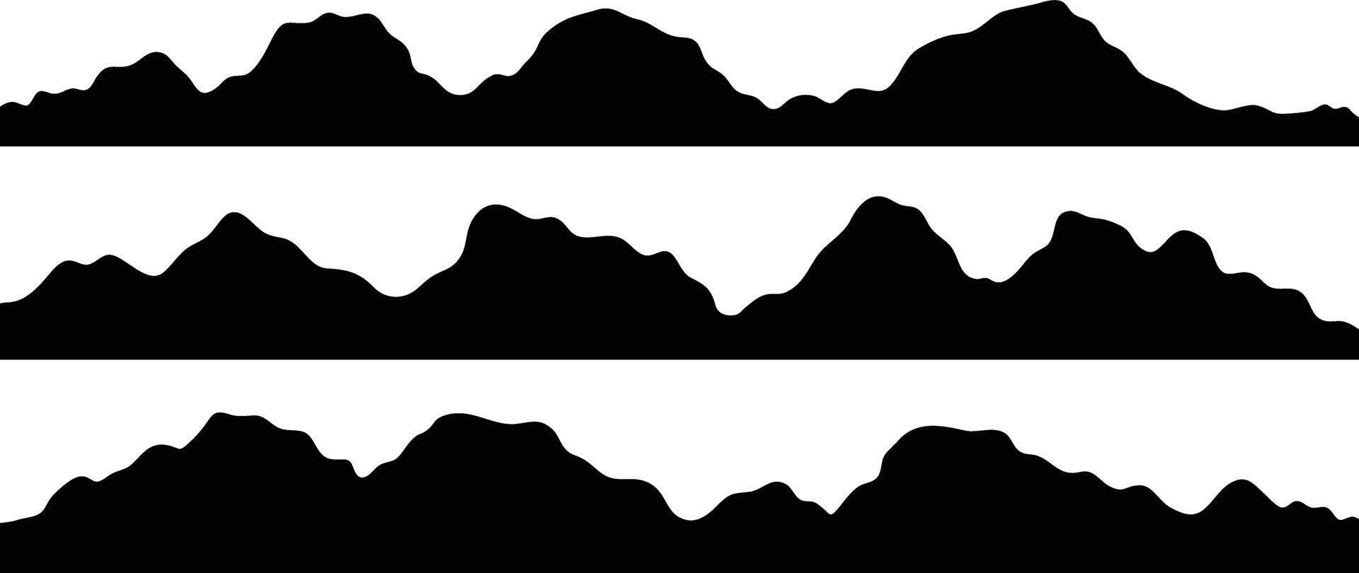 impostato di montagna buio silhouette . montagna nero sfondo, lusso paesaggio elemento . mano disegnato illustrazione design per coperchio, striscione, confezione disegno, tessuto, Stampa, interno arredamento. vettore