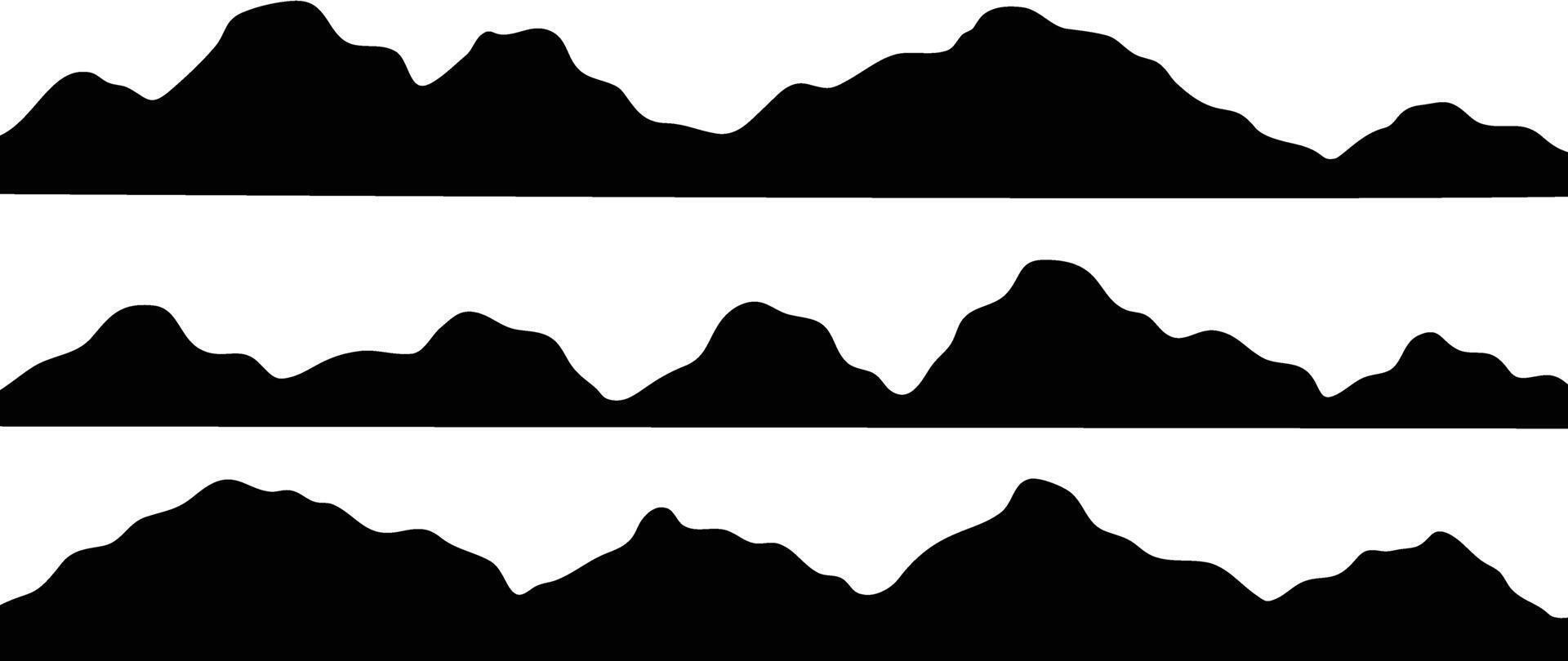 impostato di montagna buio silhouette . montagna nero sfondo, lusso paesaggio elemento . mano disegnato illustrazione design per coperchio, striscione, confezione disegno, tessuto, Stampa, interno arredamento. vettore