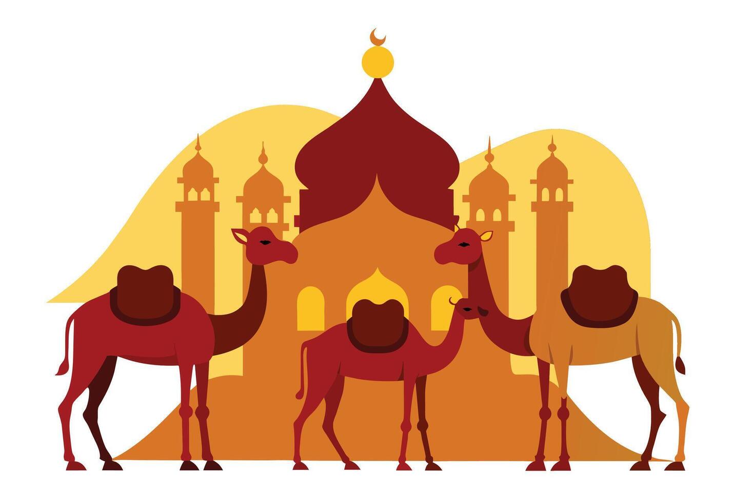 sacrificale cammello animali per eid-ul-azha illustrazione su bianca sfondo vettore