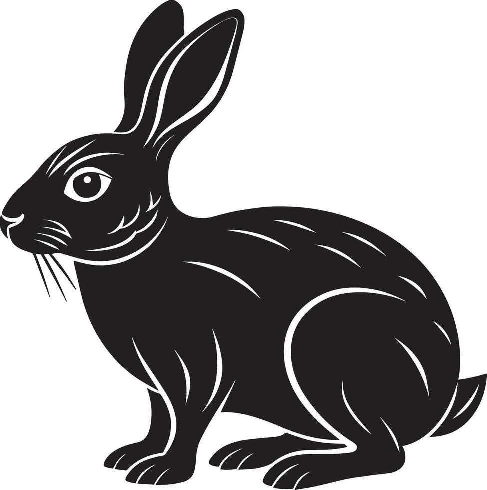 coniglio - nero e bianca illustrazione, per grafico design vettore