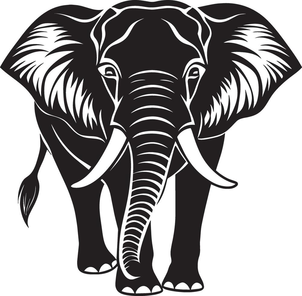 elefante - nero e bianca illustrazione. isolato su bianca sfondo. vettore
