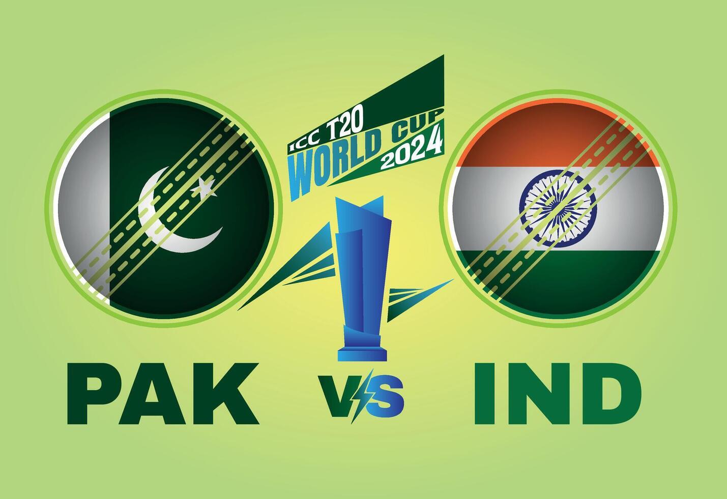 Pakistan vs India cricket incontro concetto con bandiera e cricket sfera. creativo illustrazione di partecipante paesi bandiere con pendenza sfondo. Pakistan vs India cricket incontro sociale media inviare. vettore
